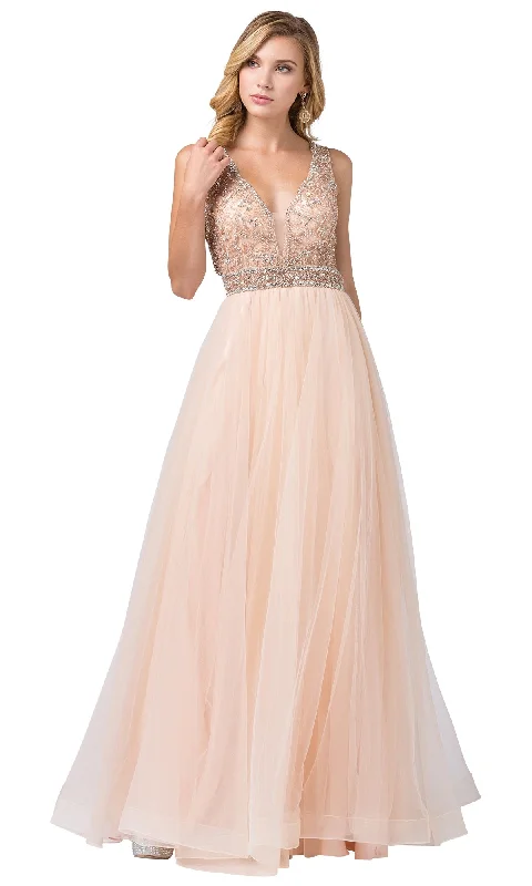 Formal Ball Gown with Embellished Sheer Bodice