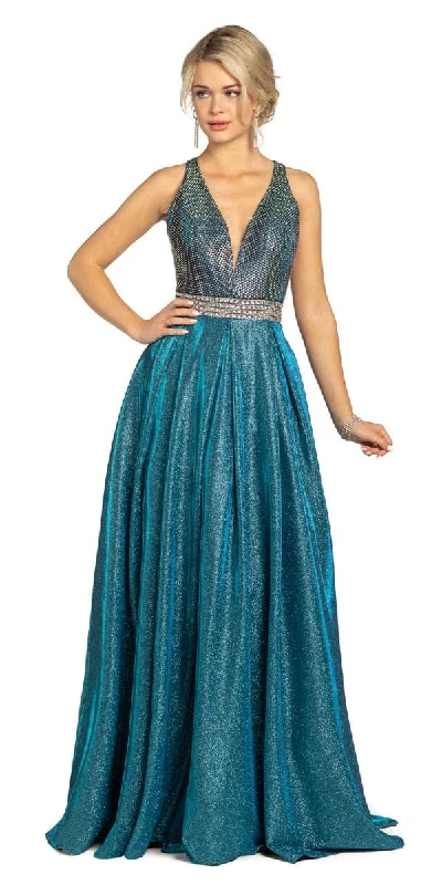 Shimmer Rhinestone Strappy Back Ballgown