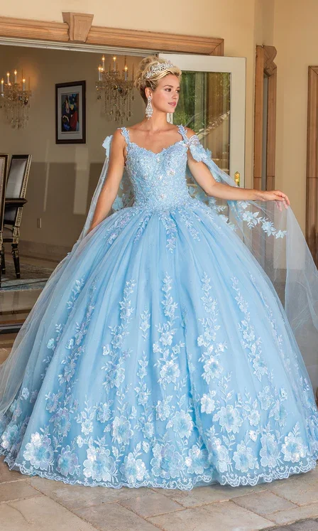 Sky Blue Ball Gown Quinceanera Dresses Princess Dress Tulle with Appliques