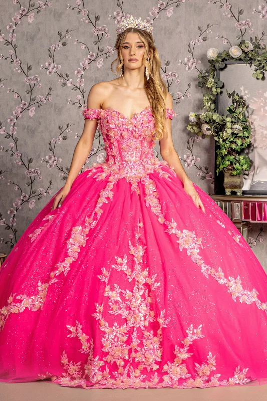 3D Floral Off Shoulder Corset Ball Gown by GLS Gloria GL3469