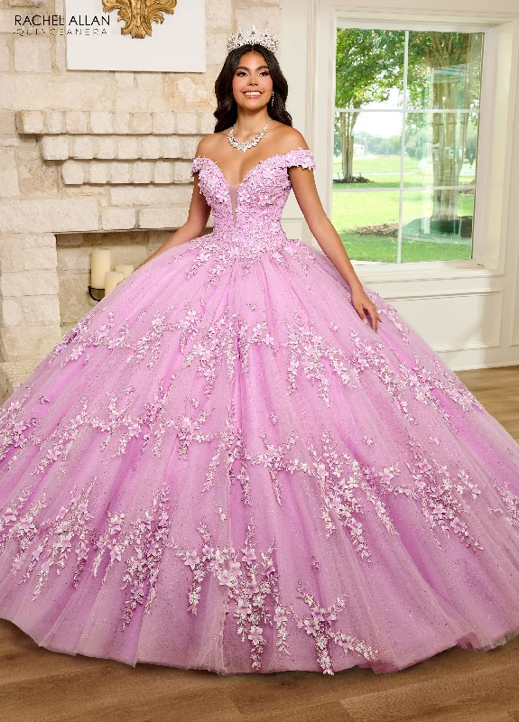 3D Floral Off Shoulder Quinceanera Dress by Rachel Allan RQ1134