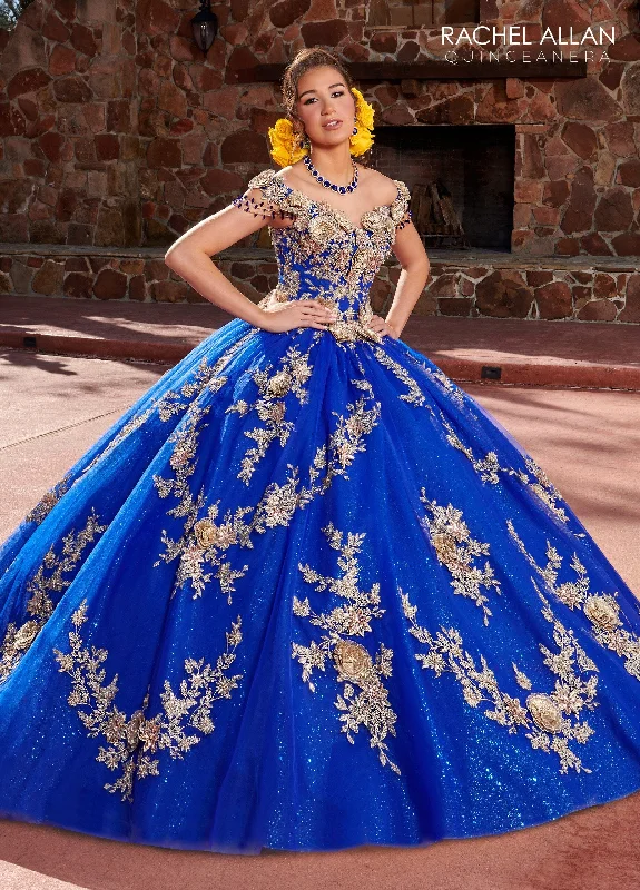 3D Floral Off Shoulder Quinceanera Dress by Rachel Allan RQ3117