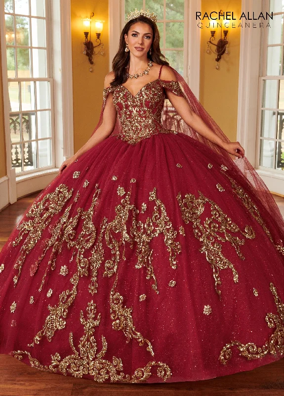 Applique Cape Sleeve Quinceanera Dress by Rachel Allan RQ2164