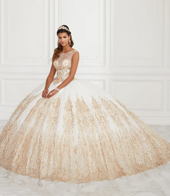 Beaded Illusion Glitter Quinceanera Dress by House of Wu 26941