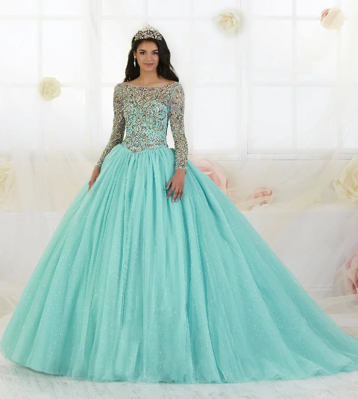 Beaded Long Sleeved Quinceanera Dress by House of Wu 26875