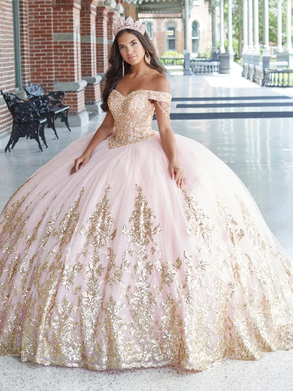 Beaded Off Shoulder Quinceanera Dress by House of Wu 26044