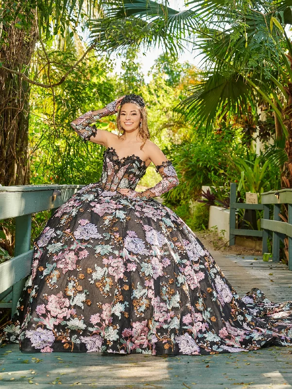 Floral Applique Strapless Ball Gown by LizLuo Quince 26092M