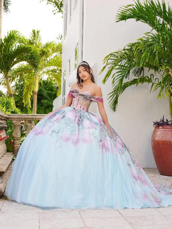 Floral Print Quinceanera Dress by LizLuo Fiesta 56520