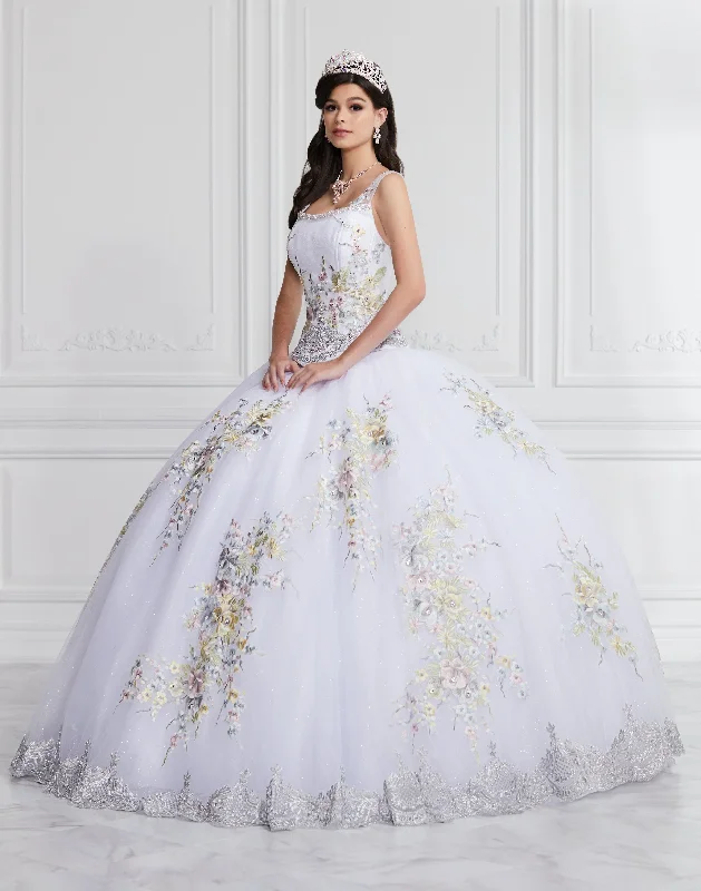 Floral Quinceanera Dress with Detachable Straps by LA Glitter 24067