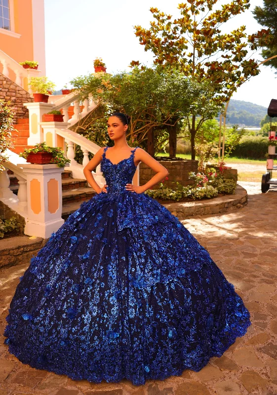 Glitter Print V-Neck Quinceanera Dress by Amarra 54275