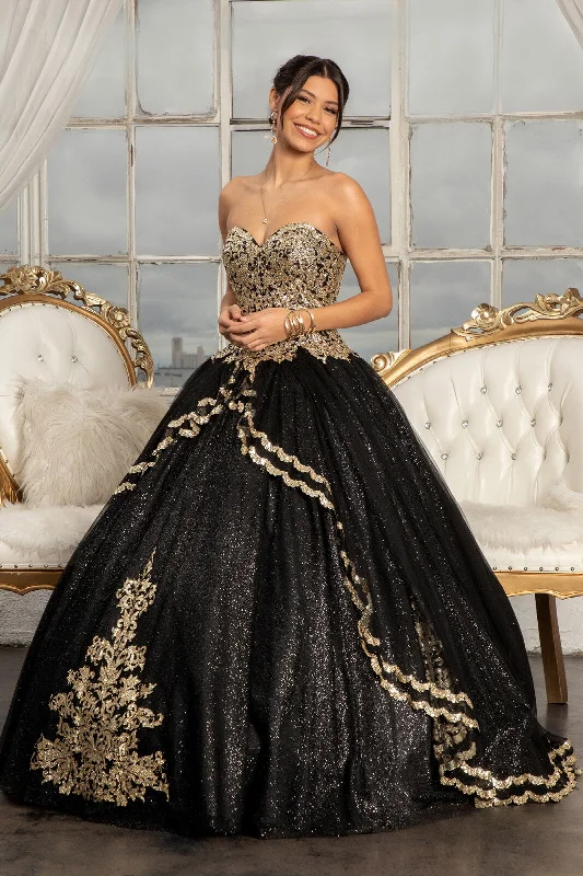 Glitter Strapless Ball Gown by Elizabeth K GL3022