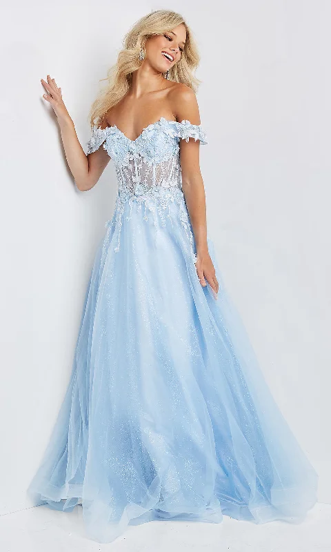 JVN by Jovani Sheer-Bodice Long Prom Ball Gown