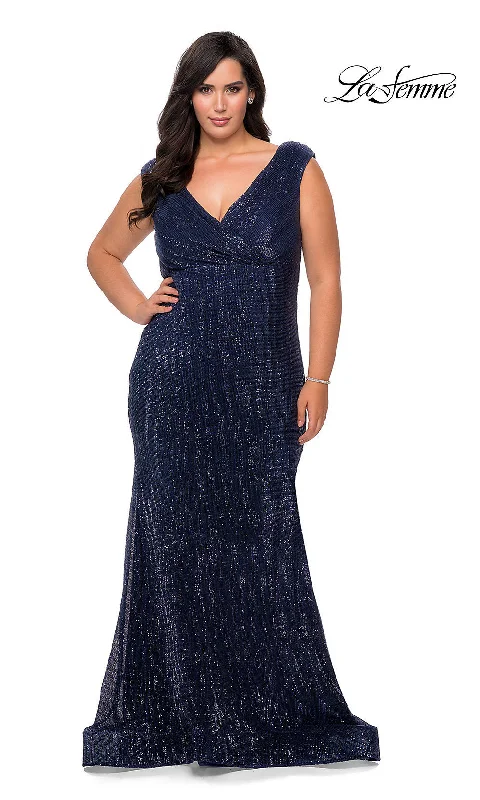 La Femme Sequin Long Plus-Size Formal Dress