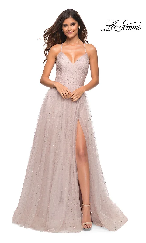 Lace-Up Back Long Prom Ball Gown by La Femme