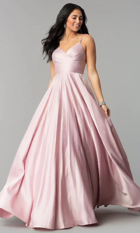 Pleated-Bodice Long Classic Formal Ball Gown