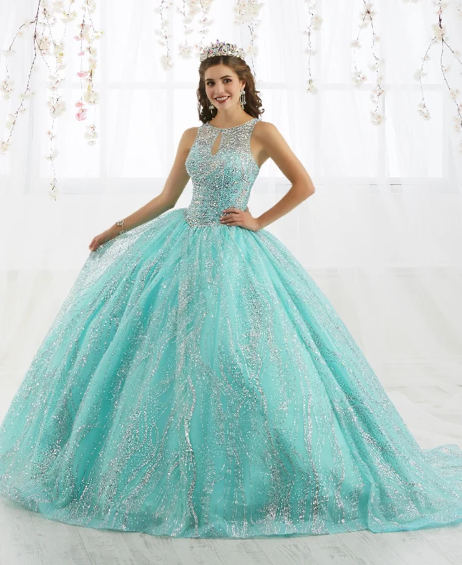 Metallic Beaded Sleeveless Quinceanera Dress by House of Wu 26915