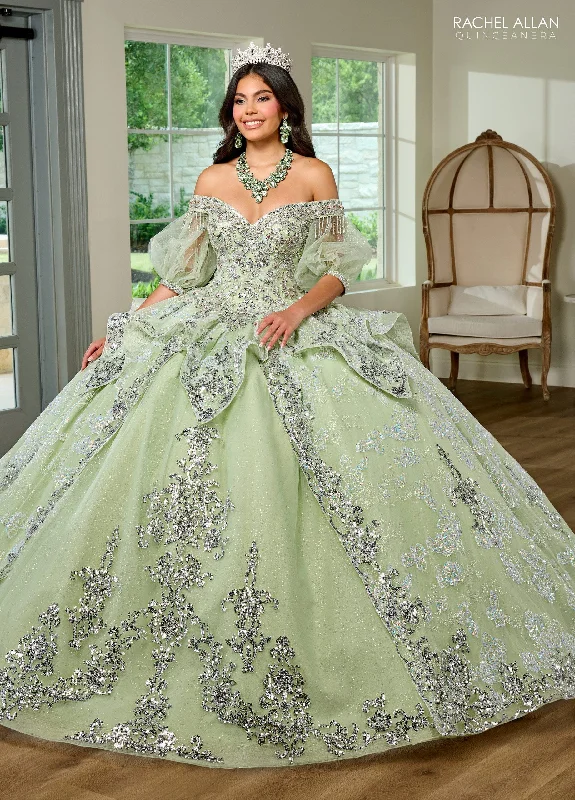 Applique Puff Sleeve Quinceanera Dress by Rachel Allan RQ3128