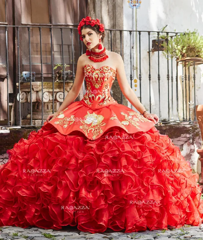 Ruffled Charro Quince Dress by Ragazza M13-113