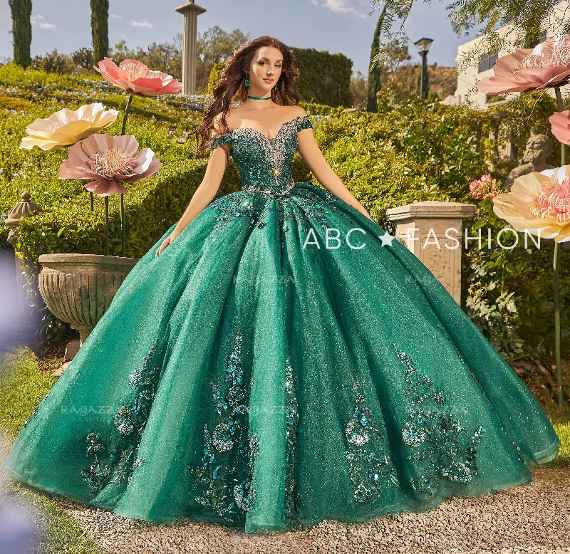 Sequin Off Shoulder Quinceanera Dress by Ragazza EV32-632