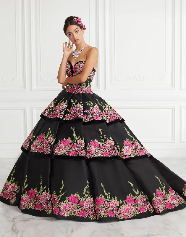 Strapless Floral Embroidered Quinceanera Dress by House of Wu 26952