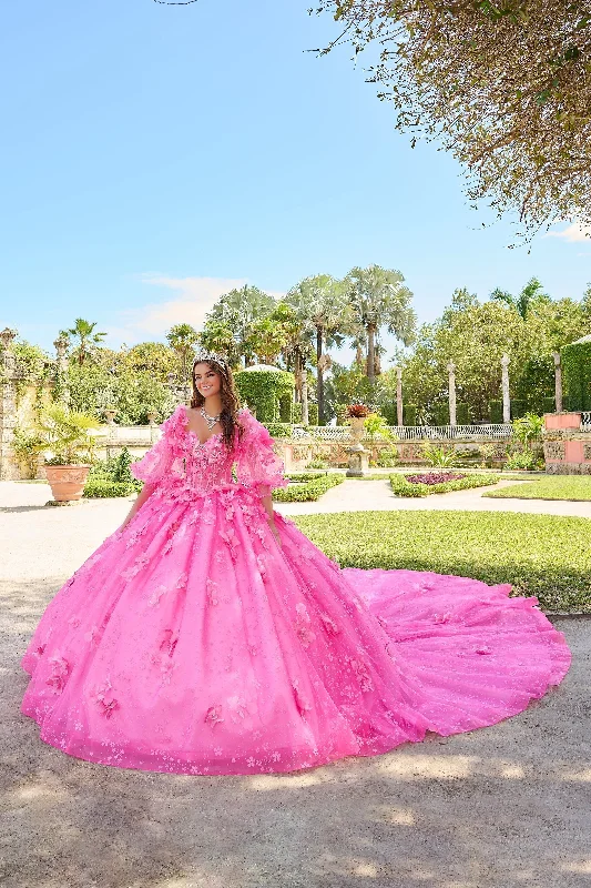 Strapless Puff Sleeve Quinceanera Dress by Amarra 54218