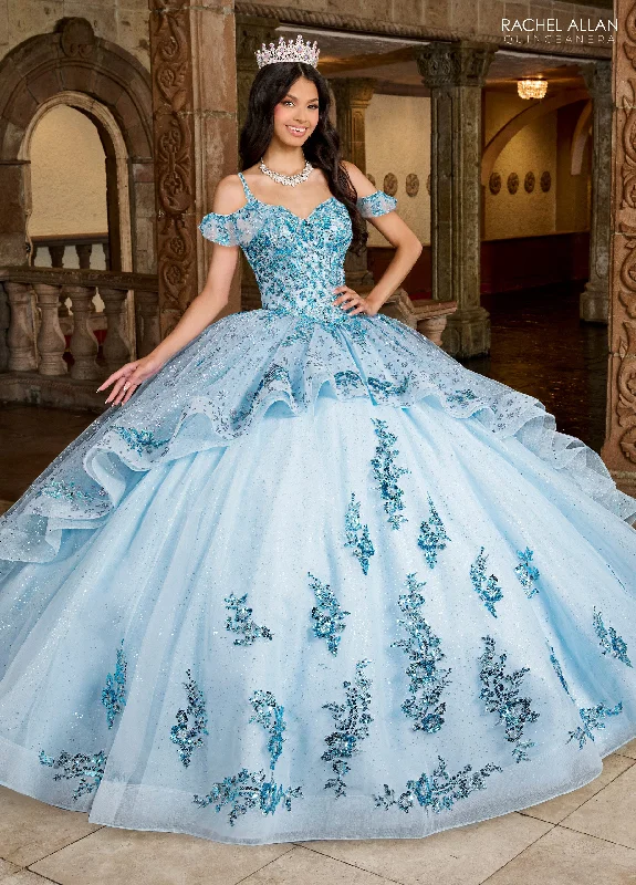 V-Neck Ruffled Quinceanera Dress by Rachel Allan RQ1136