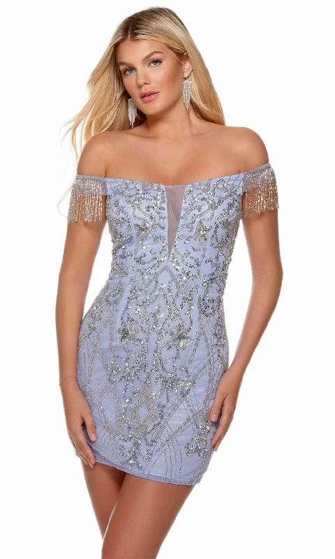 Alyce Paris 4638 - Off-Shoulder  Sequin Embellished Cocktail Dress