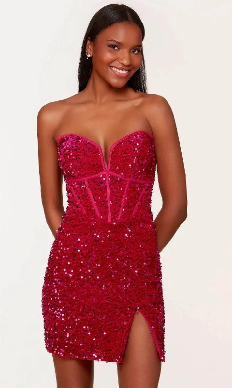 Alyce Paris 4745 - Sequined Zippered Slit Cocktail Dress